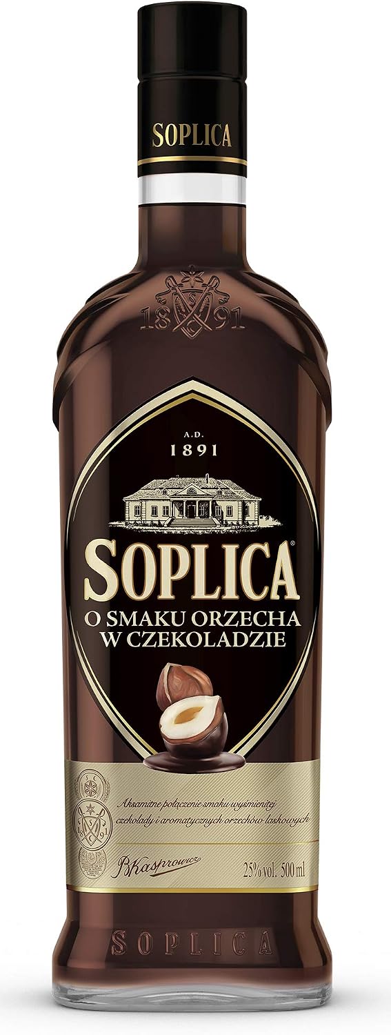 SOPLICA - Polish Hazelnut &amp; Chocolate Vodka - Natural Ingredients - For Shots &amp; Cocktails - 25% Alcohol - 500 ml