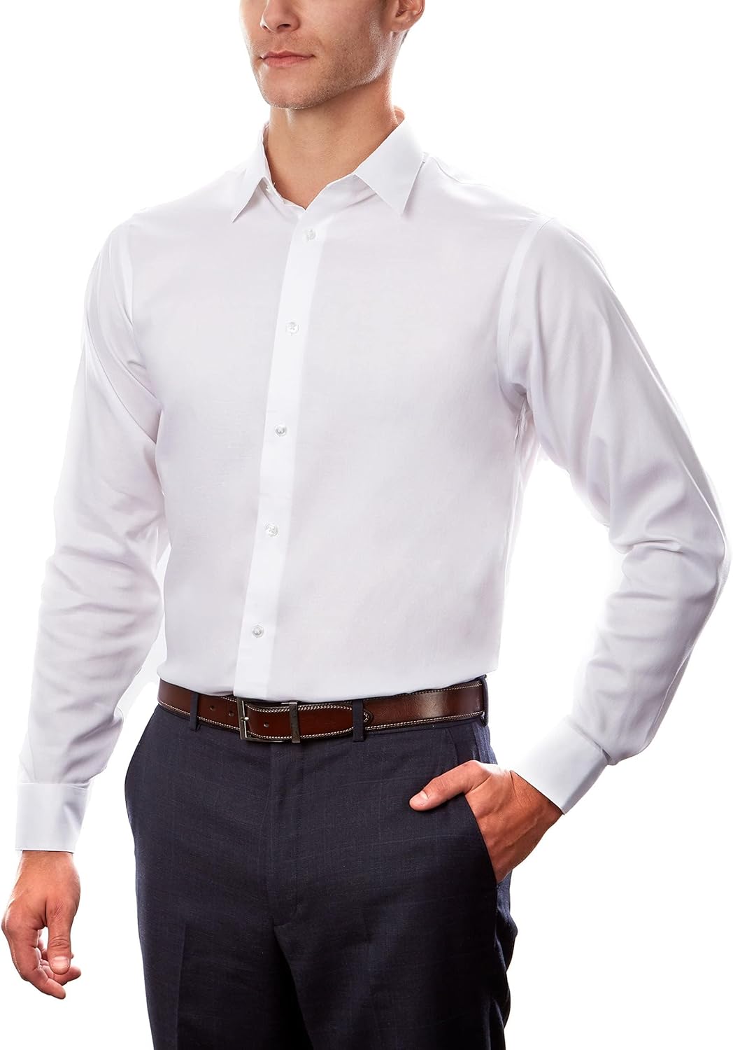 Calvin Klein Mens Dress Shirt Regular Fit Non Iron Stretch Solid