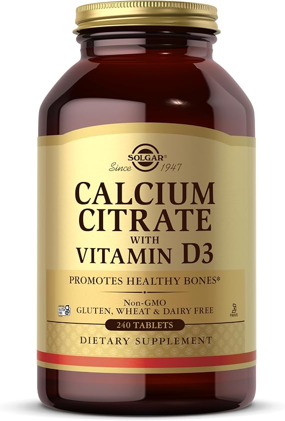 Solgar Calcium Citrate with Vitamin D3, 240 Tablets - 60 Servings | Promotes Healthy Bones & Teeth, Supports Musculoskeletal & Nervous Systems, Non-GMO, Gluten-Free, Dairy Free, Kosher