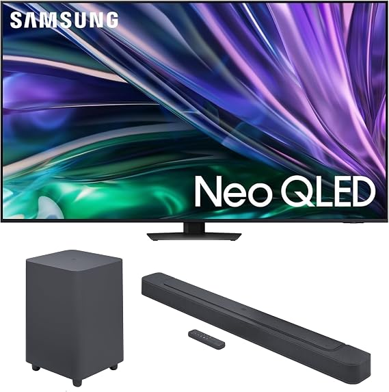Samsung QN75QN85DBFXZA 75 Inch Neo QLED 4K Smart TV with Dolby Atmos and a JBL BAR-500 5.1ch Soundbar and Subwoofer with MultiBeam and Dolby Atmos (2024)
