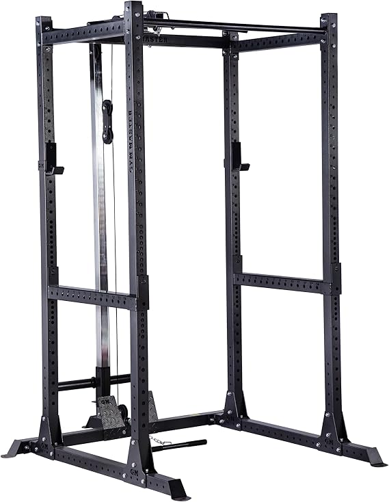 GYM MASTER GM2 Power Rack Squat Cage - Heavy Duty Home Weight Lifting Station with Optional Dual Pulley Cable System