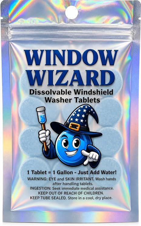 Windshield Washer Tablets Concentrated Windshield Cleaner for Cars, Streak-Free Glass Cleaning Tablets, Easy-Mix Formula, Eco-Friendly 12 Pack