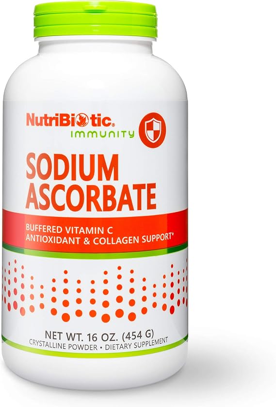 NutriBiotic - Sodium Ascorbate Buffered Vitamin C Powder, 16 Oz | Vegan, Non-Acidic & Easier on Digestion Than Ascorbic Acid | Essential Immune Support & Antioxidant Supplement | Gluten & GMO Free