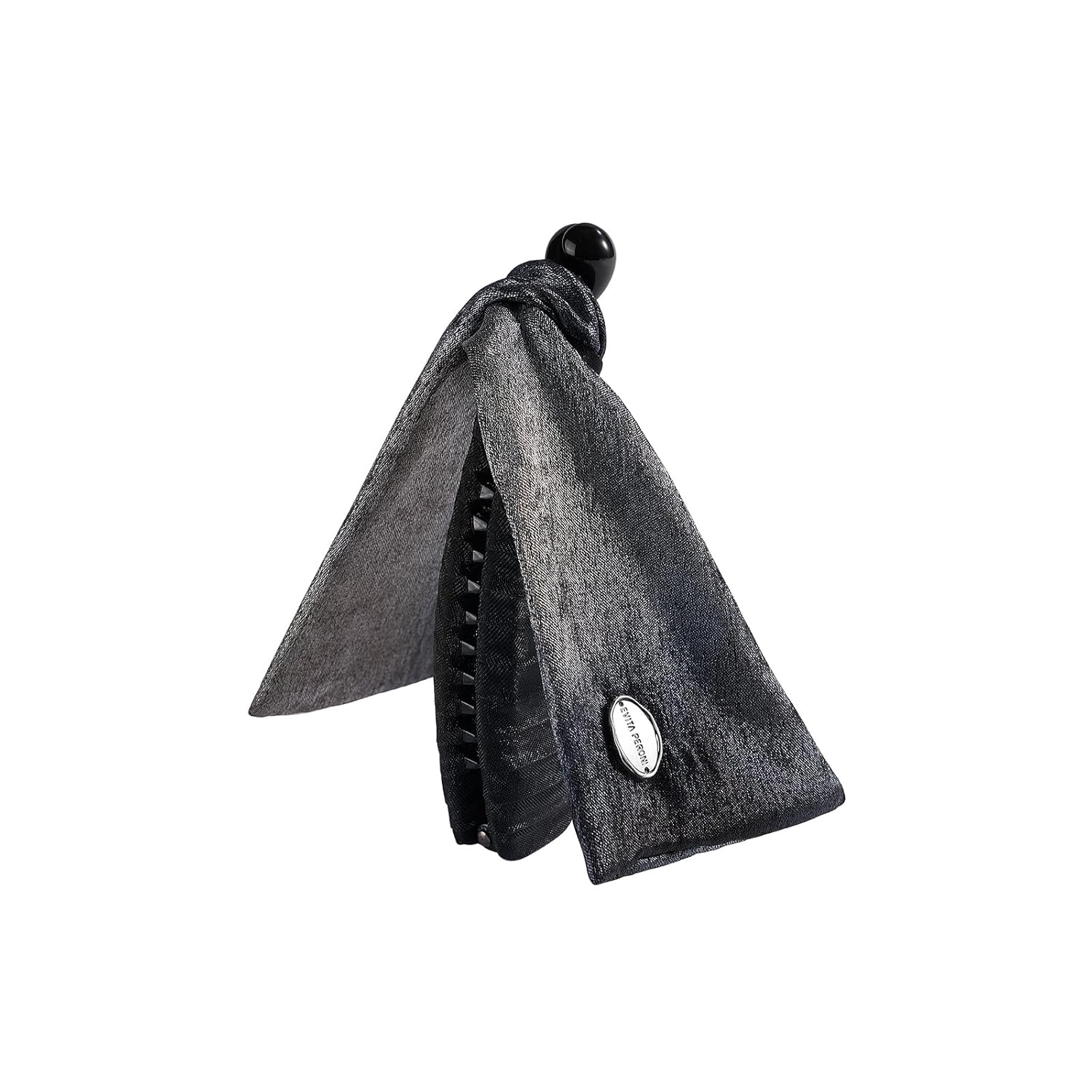 EVITA PERONI Bow Banana Clips, Adjustable Fabric Ponytail Hair Clips Large Claw Clips Elegant, Silver Gray
