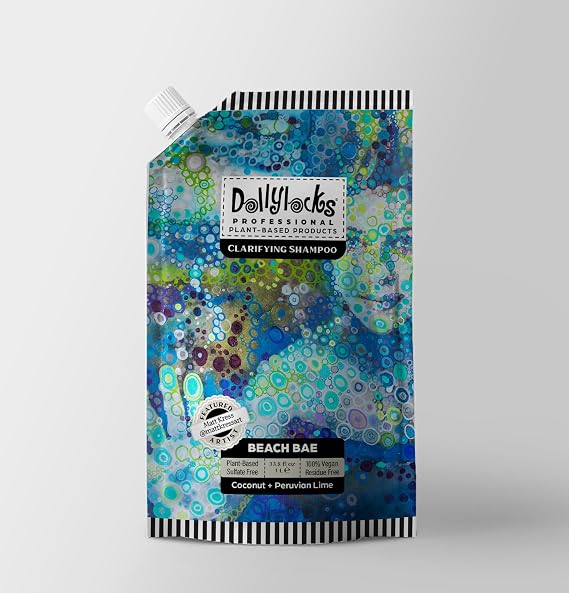 Dollylocks Liquid Shampoo - 100% Vegan, Residue-Free, Sulfate-Free, Plant-Based, Lightweight pH-Balanced Clarifying Shampoo. (33.8 Fl Oz, Beach Bae)