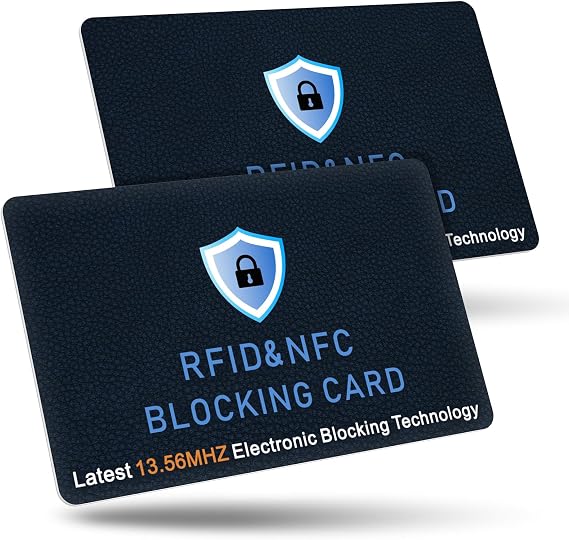 Tobfit RFID Blocking Cards - 2 Pack, Premium Contactless NFC Debit Credit Card Passport Protector Blocker Set for Men & Women, Smart Slim Design Perfectly fits in Wallet/Purse