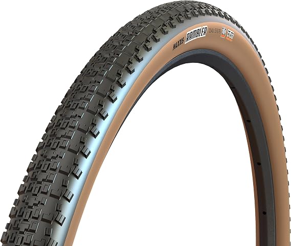 Maxxis Rambler | Dual Compound - EXO | Tan Sidewall Tubeless Gravel Tire | Ramped Center Tread Rolls Fast on Hardpack, EXO Cut/Abrasion Protection, Tubeless Ready, 120 TPI Casing
