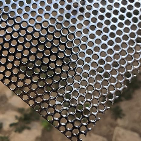 19 Gauge Perforated Metal Sheets 23.6"x11.8" Expanded Metal Mesh Opening 32% Hole 3mm 0.12"(About 1/8") Perforated Stainless Steel Sheet 304 Stainless Steel Mesh Screen Panel Decorati Plate
