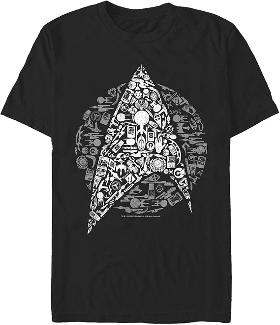 Star Trek Men's Starfleet Icon Collage Black T-Shirt