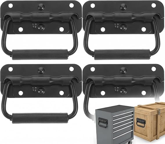 DOITOOL 100mm Heavy Duty Chest Handles - 4 Pcs Spring Loaded Tool Box Pull