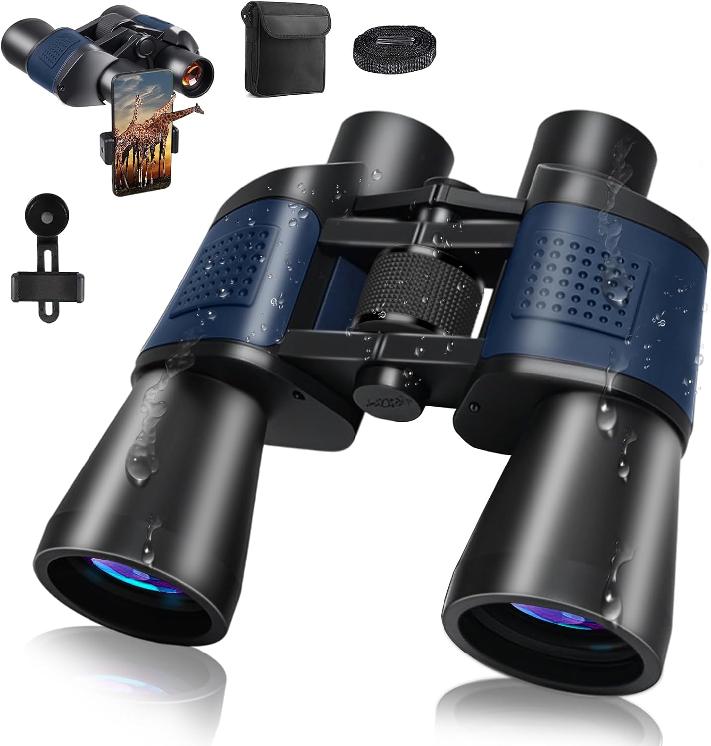 20 x 50 Binoculars for Adults HD High Magnification Waterproof Binoculars with Large Field of View Field Travel with Smartphone Adapter BAK4 Prism FMC Lens for Bird Watching Sports Hiking Travel