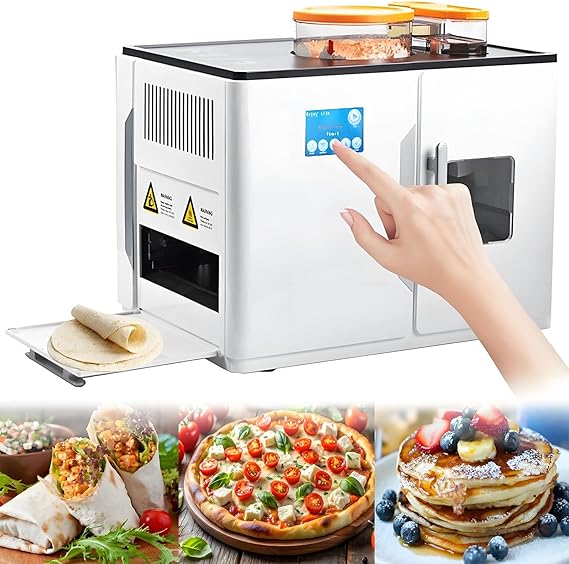 Roti Making Machine, Fully Automatic Cooking Device, Roti Maker Fully Automatic, Intelligent Touch Screen, One Key to Make 20 Pcs/One Time, for Chapati, Corncakes, Flour Tortilla