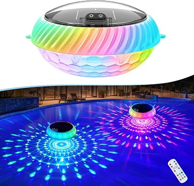 Floating Pool Lights Solar Charged, 7.6 Inch RGB Upper & Lower Color Changing Solar Pool Lights that Float with Dynamic Lighting Effects, IP68 Waterproof Floating Light for Pool Party Decor1