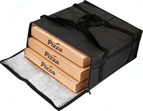 Pizza Insulated Delivery Bag, 20x20x6in Reusable Food Warmer Bag, Large for Hot Food Bag Double Handle Waterproof for Catering, Commercial, Shopping, Restaurants