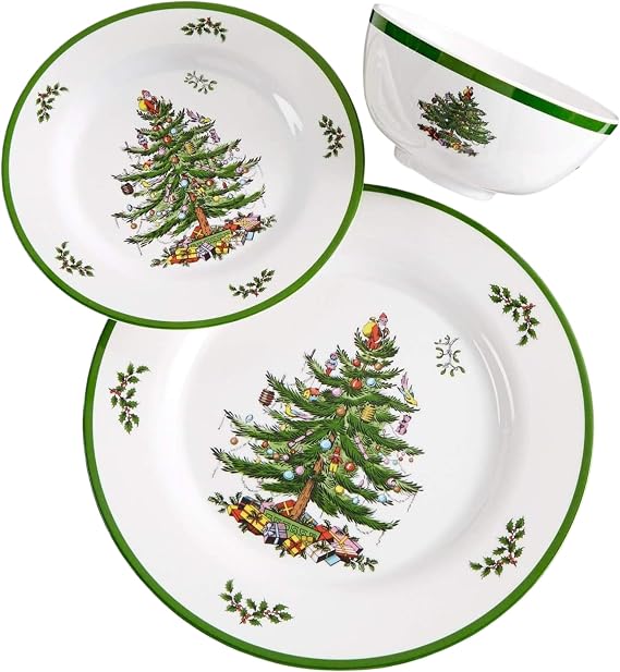 Spode Christmas Tree Christmas Tree Melamine 12-Piece Dinnerware Set