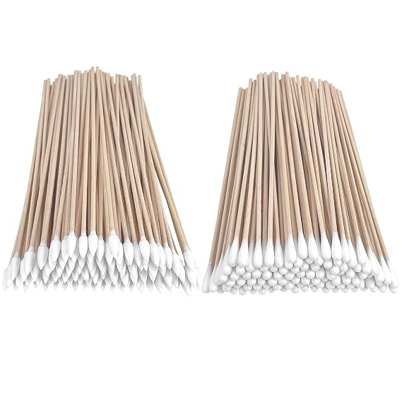Eyxformula 6 Inch Long Cotton Swabs, 200 Pcs, 100 Round & 100 Pointed Tips