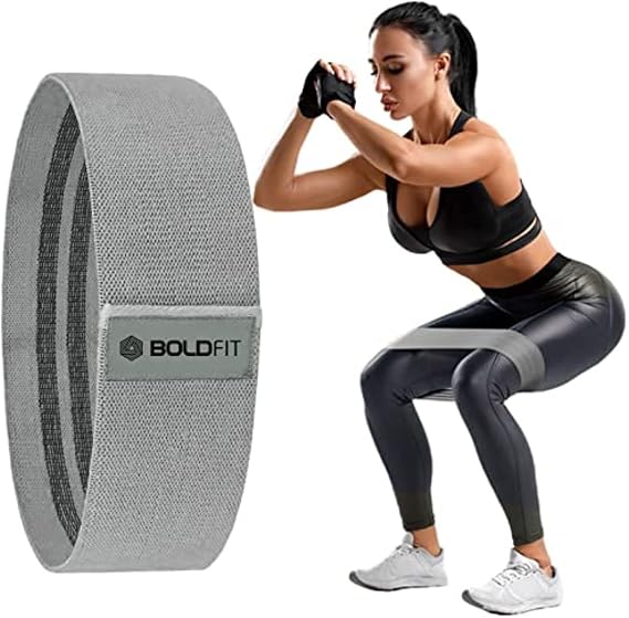 Boldfit Fabric Resistance Band -Loop Band for Exercise Hip Band for Hip, Legs, Stretching, Toning Workout. Mini Loop Booty Bands for Glutes, Squats Exercise Usable in-Home & Gym. Grey