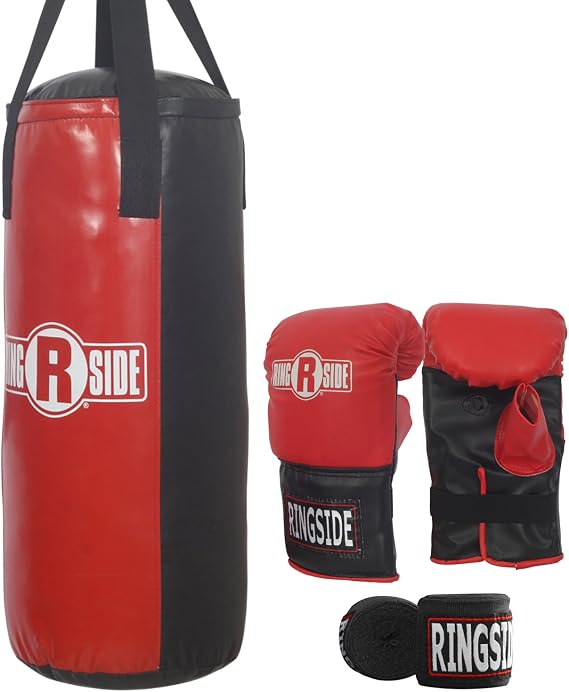Ringside Youth 40 lb Heavy Bag Kit - Filled Kids Punching Bag Set with Boxing Gloves, Handwraps & Mounting Hardware for MMA, Kickboxing & Martial Arts Training