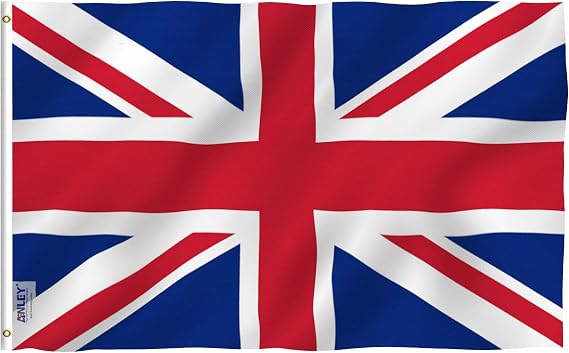 Anley Fly Breeze 3x5 Foot United Kingdom UK Flag - Vivid Color and Fade proof - Canvas Header and Double Stitched - British National Flags Polyester with Brass Grommets 3 X 5 Ft