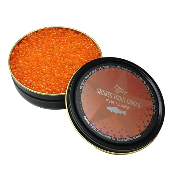 Caviar Star Bourbon Barrel Smoked Rainbow Trout Roe (16 oz Tin) Pappy Van Winkle Wood Stave Chips | Naturally Cold Smoked In House