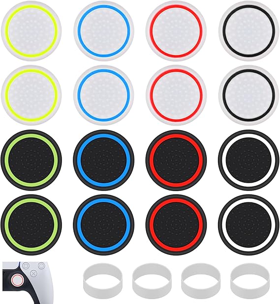 20pcs Controller Thumb Grips for PS5/4, Anti-Slip Thumbstick Grip Cover with Precision Rings Silicone Thum bstick Joystick Grip Caps Controller Assist for PS4