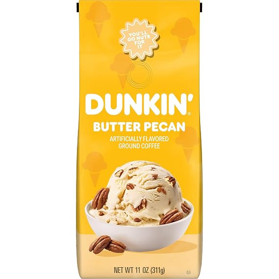 Dunkin Butter Pecan Artificially Flavored Ground Coffee, 11 Oz. Bag
