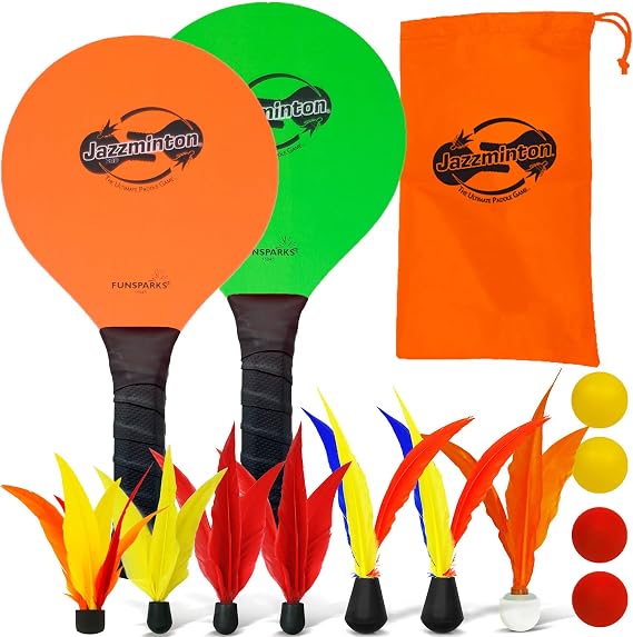 Jazzminton-Sport Paddles - Racquetball Game Fun for Kids & Adults - All Season Indoor Outdoor Games for All