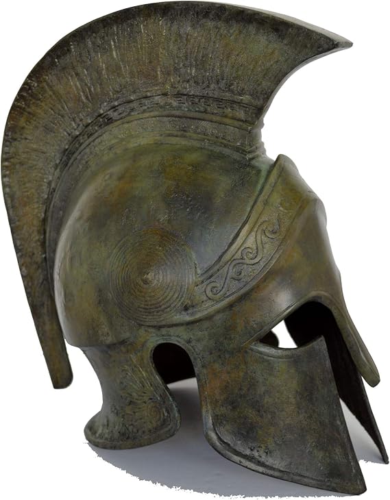 Harilla Ancient Greek Bronze Helmet Replica, Adult, Male, Corinthian Type, Large, Bronze, Faux Suede Lining, 6.1Kg, 34cm x 18cm x 28cm