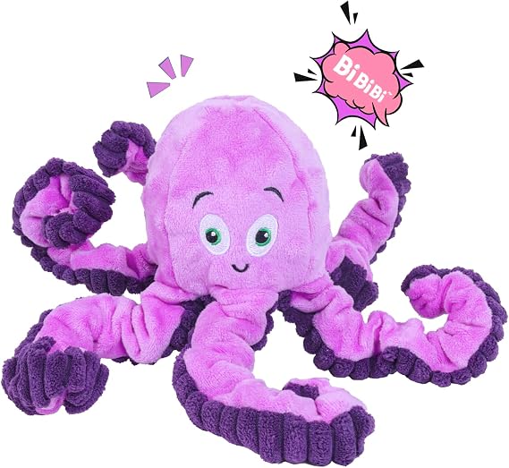 Dog Toys Squeaky, Interactive Plush Stuffed Octopus Tug of War Toy, Puppy Teething Pet Toy for Small Medium Large Dogs to Keep Them Busy