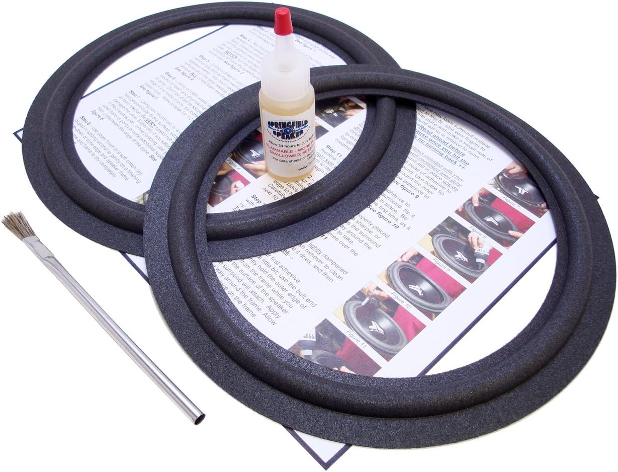 ESS 10 Speaker Foam Surround Edge Repair Kit - 2 Speaker Kit - Compatible with ESS AMT-1 Tower, AMT 1 Tower, AMT Tower, AMT-4, AMT 4, D-2, D2, ESM-4, ESM4, Evaluator, HD-12, HD12, LS-5, Many More