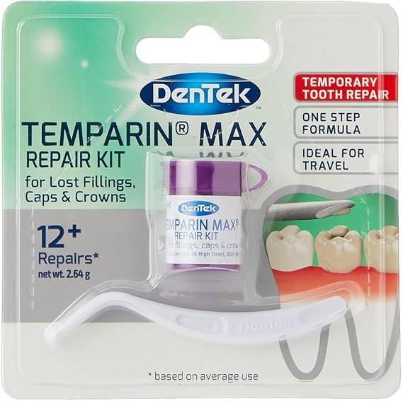 DenTek Temparin Max, Home Temporary Dental Repair Kit for Reparing Lost Fillings or Securing Loose Caps, Crowns or Inlays, 12+ Repairs