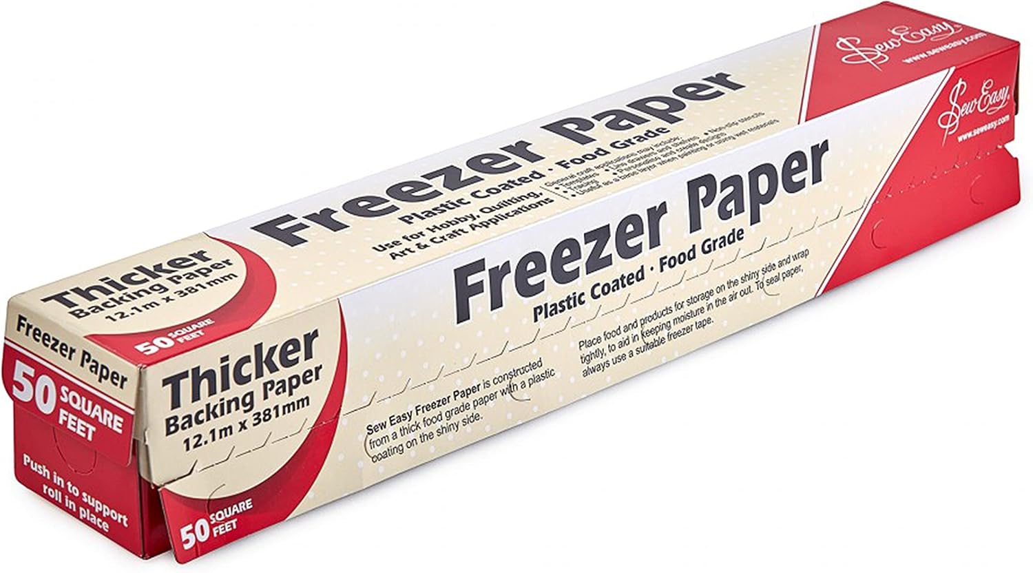 Sew Easy Plastic Coated Freezer Pattern Quilting Paper, Natural, 12.1m x 381mm