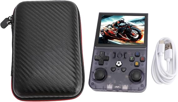 Handheld Game Console with Dual 3D Sticks, 640x480 High Resolution Screen, 60+ Emulator Games for Linux System 3.5 Inch Portable Game Console for Home Travel, Rear L R Keys