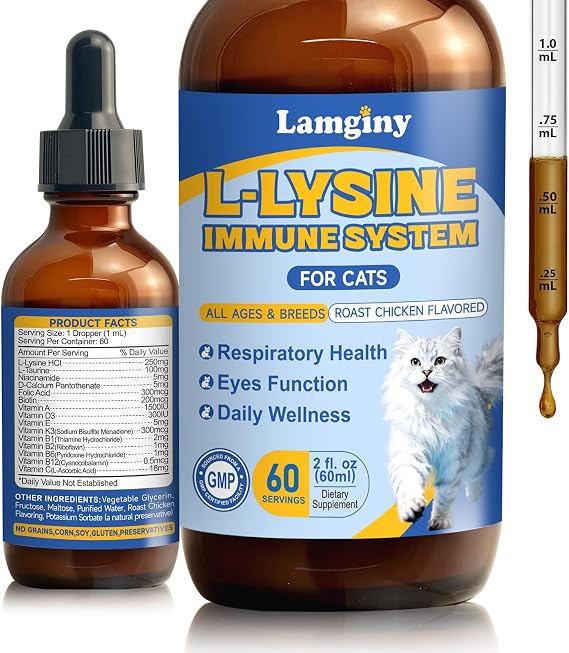 L-Lysine for Cats, Cat Immune Support, Respiratory & Eye Health, 60ML