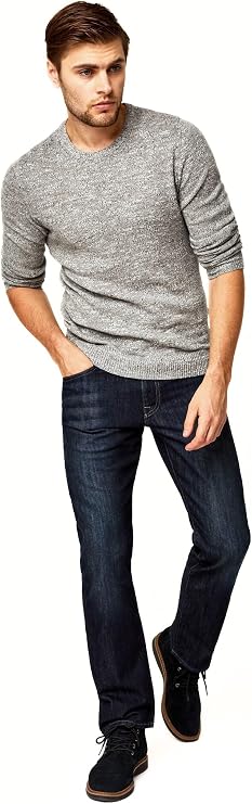 Mavi Matt Men's Straight Leg Mid-Rise Relaxed Fit Jeans for Men, Deep Stanford, 38 x 32