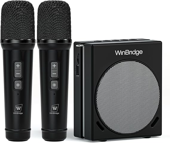 WinBridge 30W Voice Amplifier with 2 Wireless Mics, Portable PA Speaker S90