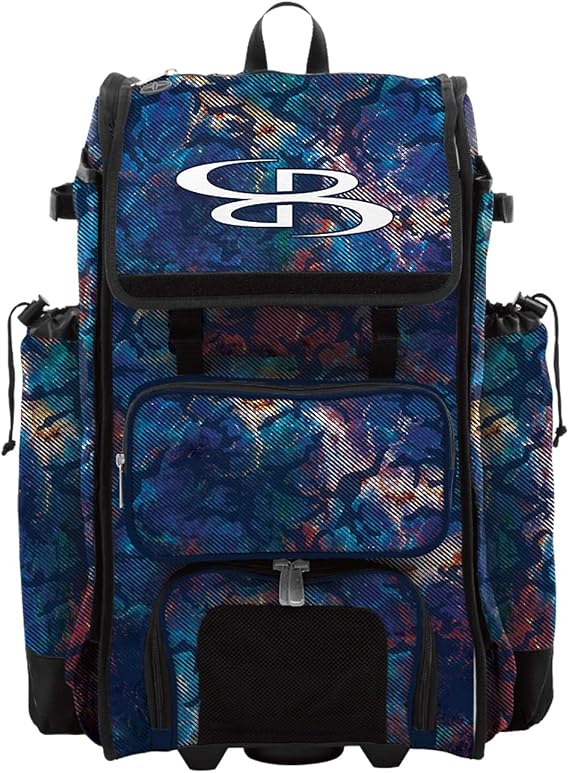 Boombah Catchers Superpack Hybrid Rolling Bat Bag - Nebula Multicolor - Wheeled & Backpack Version