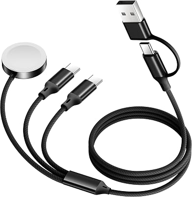 𝟐𝟎𝟐𝟓 𝐔𝐩𝐠𝐫𝐚𝐝𝐞𝐝 for Apple Watch Charger, [USB AC Dual Port][Portable Travel Essentials]Compatible With iPhone 171615, Magnetic Wireless Charging for iWatch Series Ultra 2SE 210~1, [5FT]