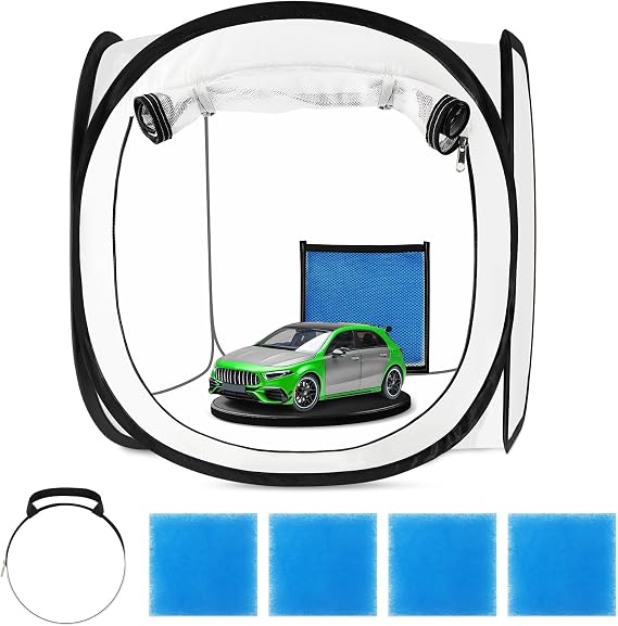 Pop Up Paint Booth 17x17x17 Inch Portable Airbrush Spray Tent with Mesh Door and Mesh Window for Models, Furniture, Auto Parts and Other Items Painting Works