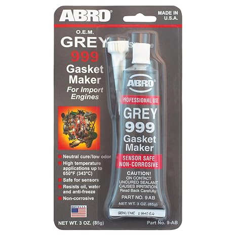 ABRO 999 RTV Silicone Gasket Maker & Sealant 650F, OEM, 3 oz-Grey