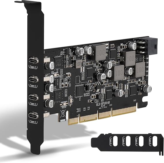 Sinefine USB PCIe Card Power Delivery 4 USB Type-C Ports, PCIe USB3.1(USB 3.2 Gen 2) with 10 Gbps Motherboard Card for PC Desktop