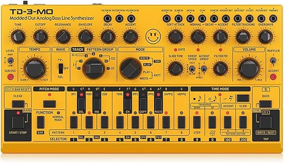 Behringer TD-3-MO-AM Modded Out Analog Bass Line Synthesizer with VCO MIDI Controllable VCF and Sub-Harmonics Oscillator Compatible with PC and Mac