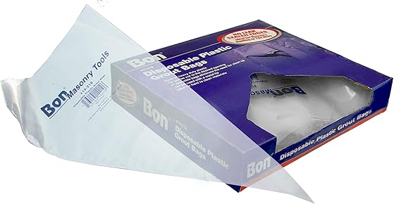 Bon Disposable Plastic Grout Bags Heavy Duty 21 in. x 11 in. Pack of 50 Cut-to-Size Tips for Easy Mortar Application and Mess-Free Clean Up