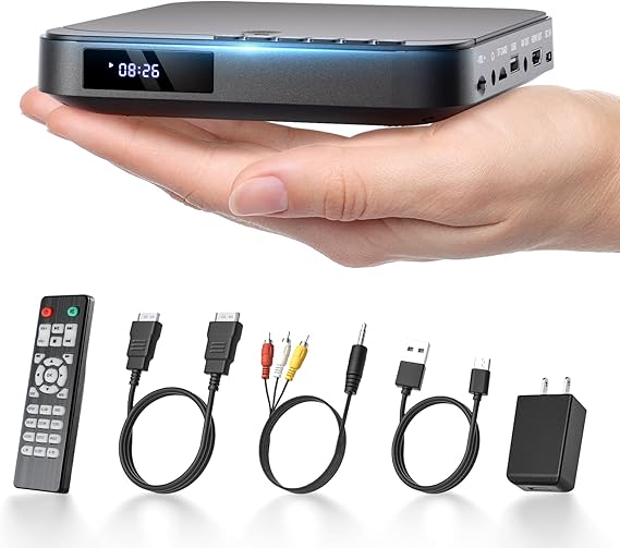 DESOBRY Mini DVD Player for TV with HDMI, Region Free, 1080P Upscaling