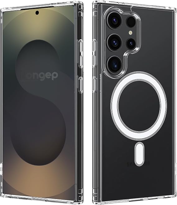 Rongep Samsung Galaxy S25 Ultra için Şeffaf Kılıf Mag-Clear Güçlü Manyetikli [MagSafe ile Uyumlu] S25 Ultra Koruyucu Sararmaya Dayanıklı Darbe Emici PC+TPU Hibrit Tasarım Samsung S25 Ultra Kılıfı