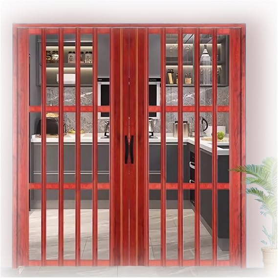 Large Double Bifold Door with Glass for Interior Exterior Patio/Pantry/Drawing Room 140 230 cm Brown Aluminum Frame