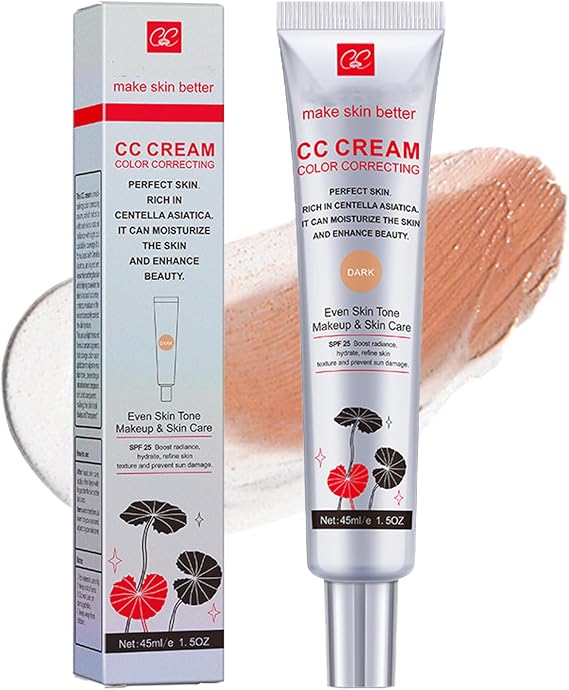 CC Cream with Centella Asiatica - SPF25 Lightweight Color Correcting Skin Perfector - Full Coverage Face Concealer Foundation Tinted Moisturiser for Women - Face Makeup Suitable for All Skin