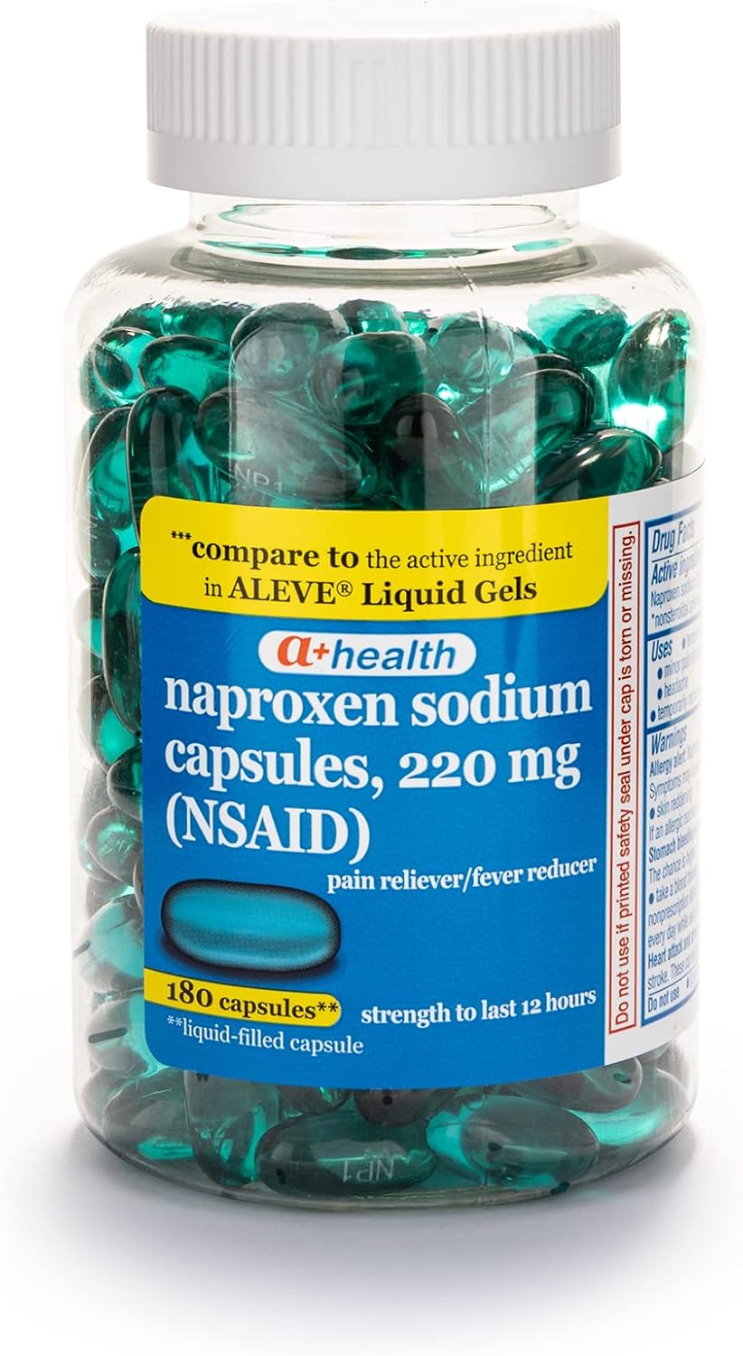 Naproxen Sodium 220 Mg Liquid Gels, Pain RelieverFever Reducer NSAID, Made in USA, 180 Count