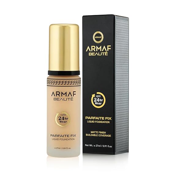 Armaf Beaute Parfaite Fix Liquid Foundation Makeup - Water Resistant, Lasts Up To 24 Hours | Beige, 27 ml/0.91 fl.oz