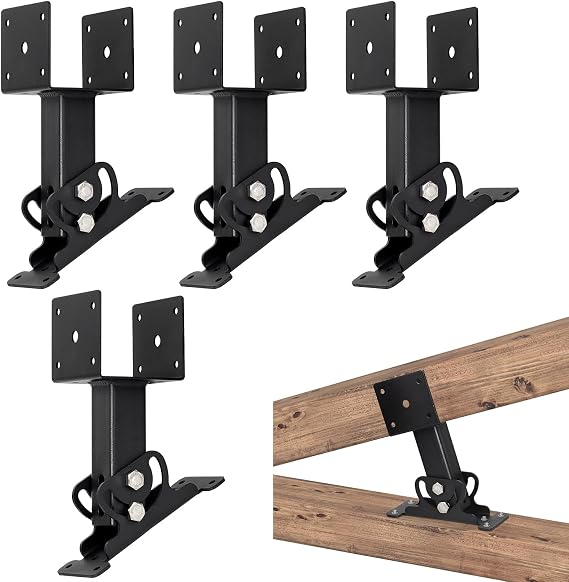 4-Pack Adjustable Roof Riser Brackets Kit Heavy Duty Beam Mount | Adjustable, Roof Riser Beam Mount, For Roof Pergola Gazebo